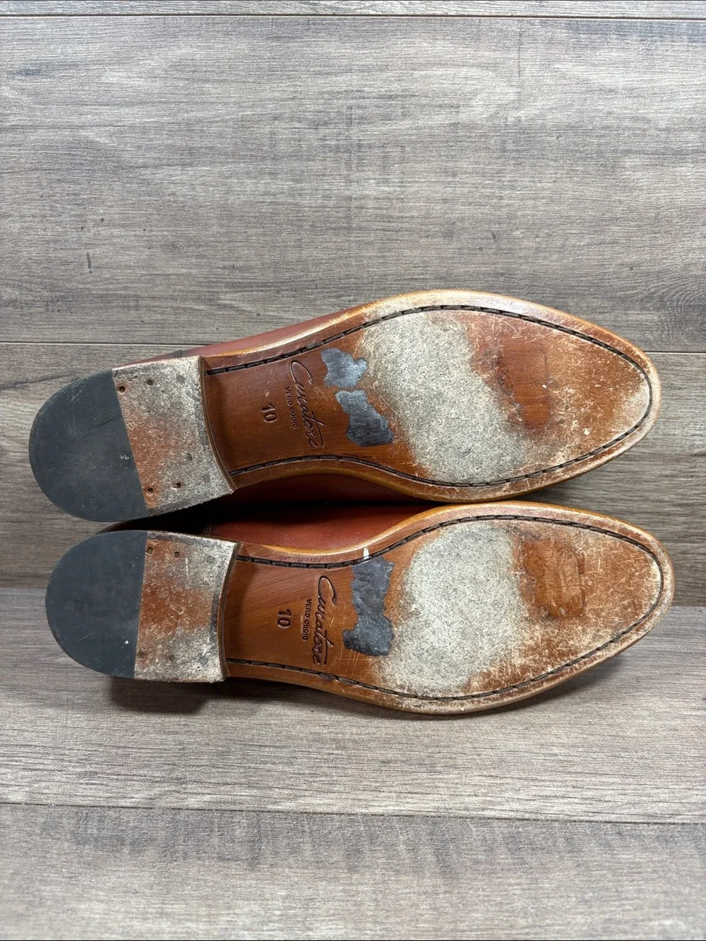 Curatore Venetian Loafers Brown Burnished Leather Mens Size 10